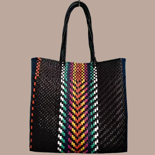 HANDWOVEN MEXICAN PLASTIC TOTE BAG