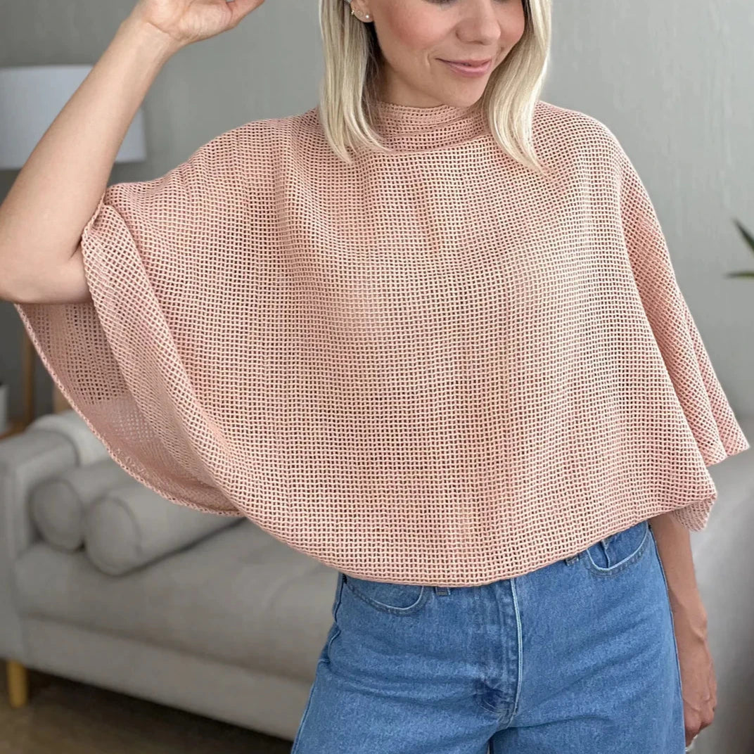 "MARIPOSA" ,OPEN-BACK COTTON NET BLOUSE