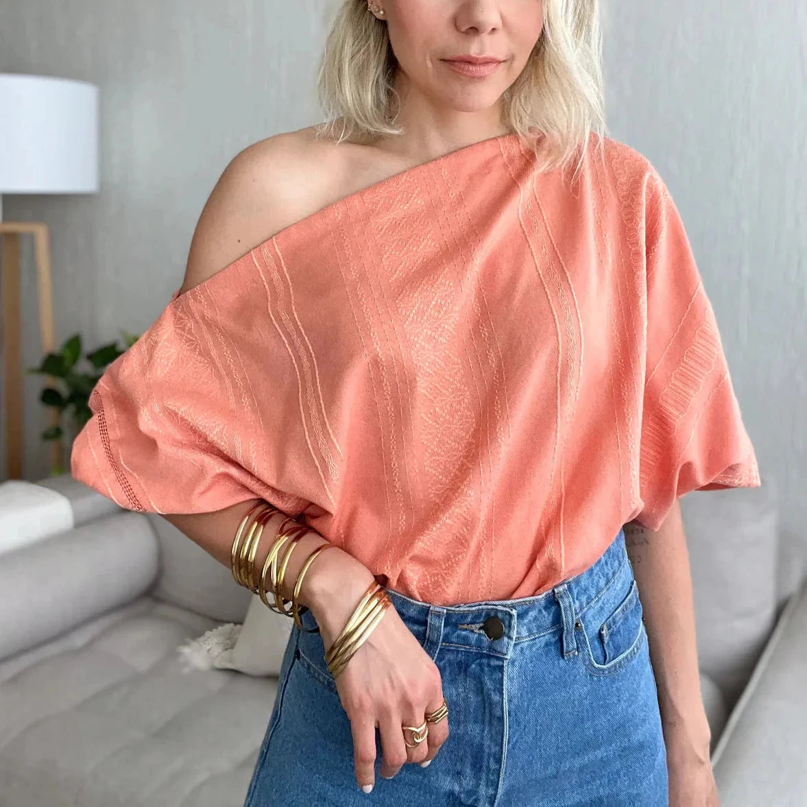 MIRANDA BLOUSE ONE-SHOULDER BLOUSE