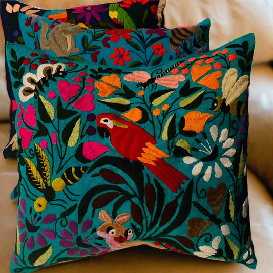 MEXICAN DECORATIVE PILLOW COVER -  FOREST