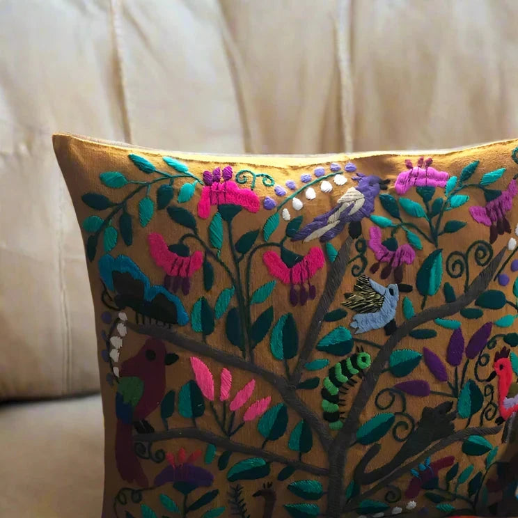 MEXICAN DECORATIVE PILLOW COVER -  FOREST