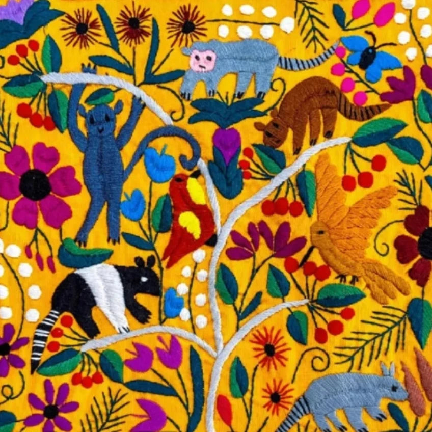 MEXICAN DECORATIVE PILLOW COVER -  FOREST