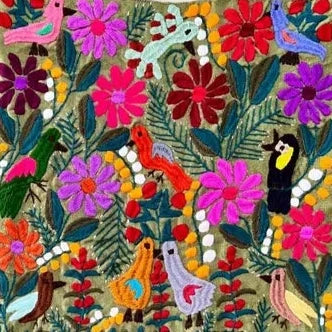MEXICAN DECORATIVE PILLOW COVER -  FOREST