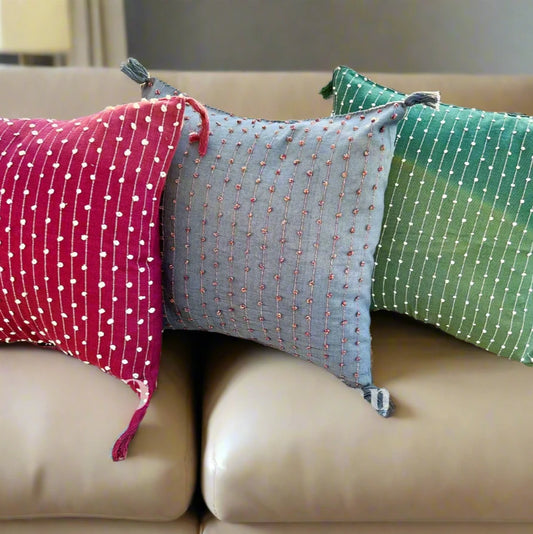 MEXICAN DECORATIVE PILLOW COVER -  KNOTTED