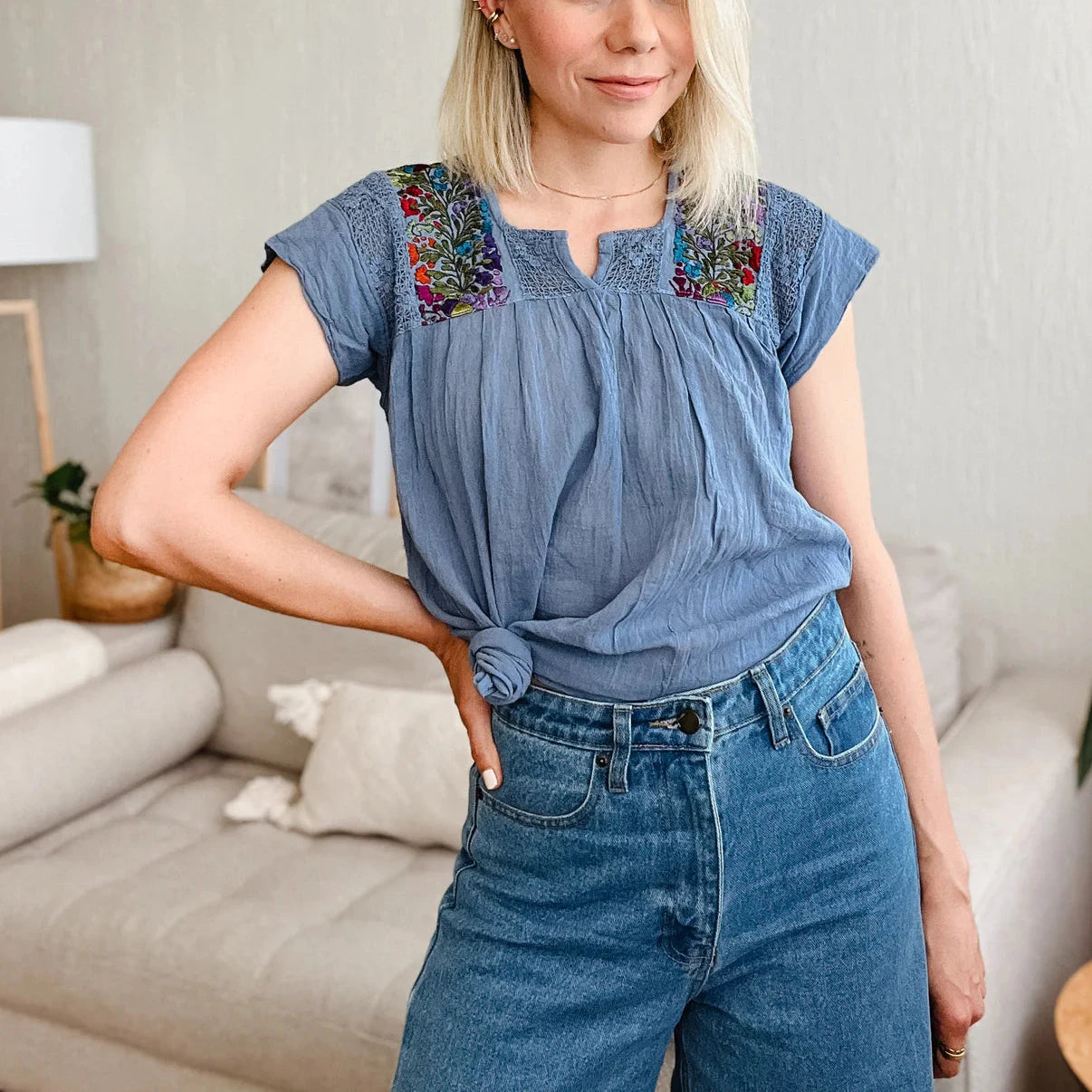 SAN ANTONIA BLOUSE  (CAP SHORT SLEEVE)